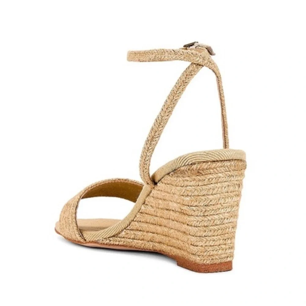 Jeffrey Campbell Sailboat Sandal Tan Raffia Wedge Espadrille Jute Size 11 NEW